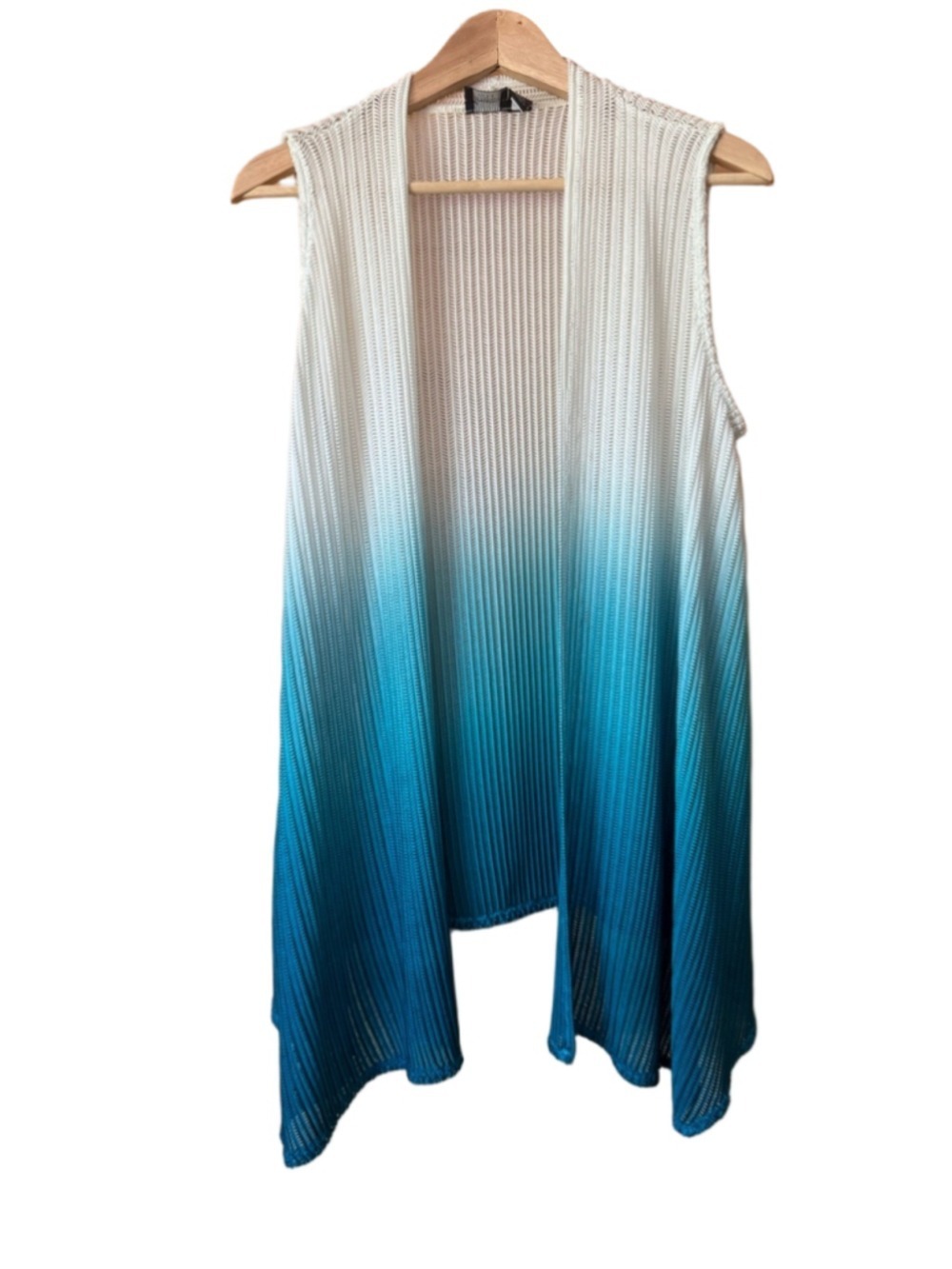 Chico’s Travelers Collection Open Front Vest Gradient Cream to Teal size medium